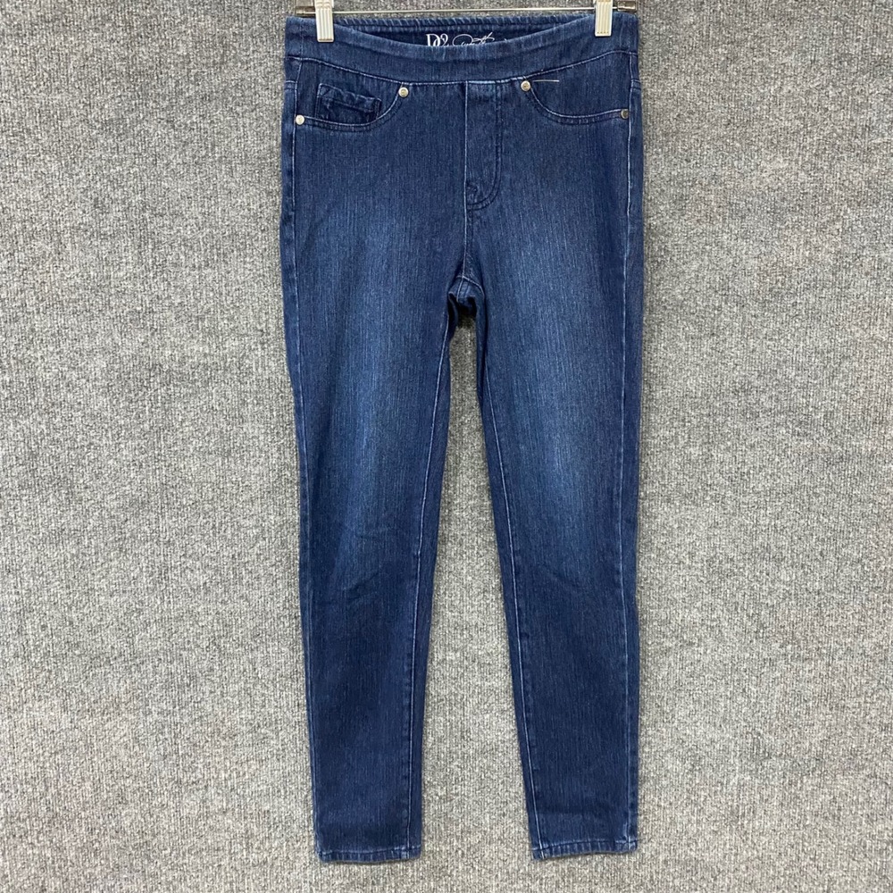 DG2 Diane Gilman Womens Dark Wash Pull On Skinny Jegging Jeans Blue Small